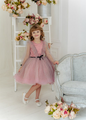 Sweet Polka Dot Flower Girl Dress Family Picture Dress